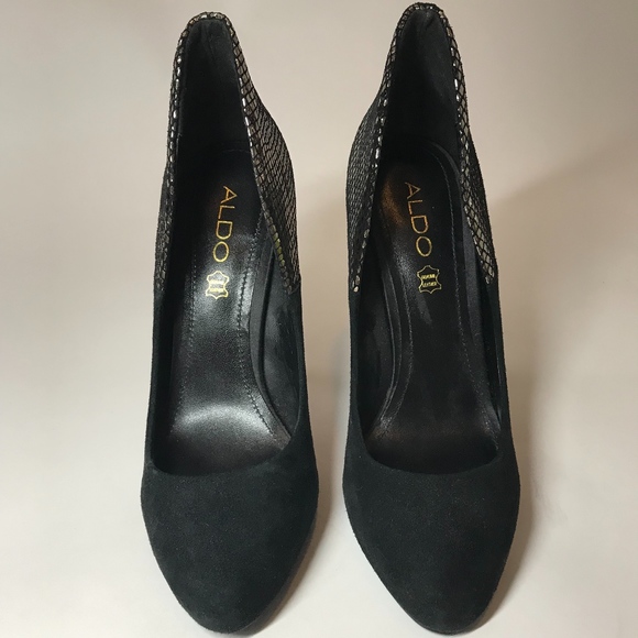 ALDO Black & Silver Pumps Heels, Size 38.5/US 7.5 - Picture 3 of 5